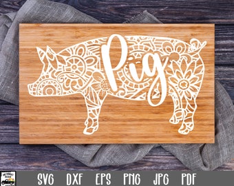 Pig SVG File - Pig Mandala SVG Cut File - Clip Art - Printable Art Print - Cutting Files - Pig Cut File - Mandala Pig File