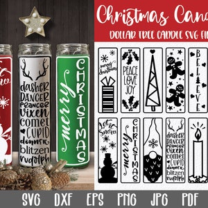 Weihnachtskerzen SVG Bundle #2 - Dollarbaum-Kerzendatei - Weihnachtskerze Design - Weihnachts-Stumpenkerzen - Glaskerze