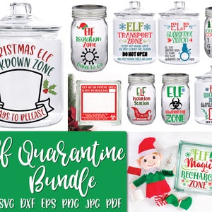 Elf Quarantine Jar Bundle - Elf Quarantine SVG File - Christmas Elf ...