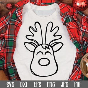 Cute Reindeer Face SVG File   - Christmas SVG File - Clip Art - Christmas Ornament Cut File - Christmas Shirt Design