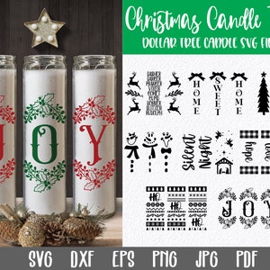 Weihnachtskerzen-Trios SVG-Bundle - Dollarbaum-Kerzendatei - Weihnachtskerzendesign - Weihnachtskerze - Weihnachts-Stumpenglaskerzen