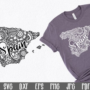 Spanje SVG-bestand - Spanje Mandala SVG-bestand knippen - Mandala-illustraties - Art Print - Mandala Spanje SVG-bestand - sublimatiebestand