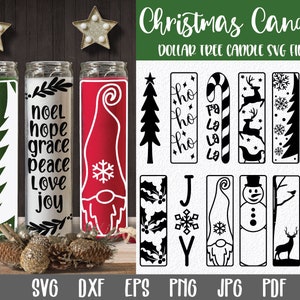 Weihnachtskerzen SVG Bundle - Dollarbaum-Kerzendatei - Weihnachtskerzendesign - Weihnachtskerze - Weihnachts-Stumpenkerzen - Glaskerze