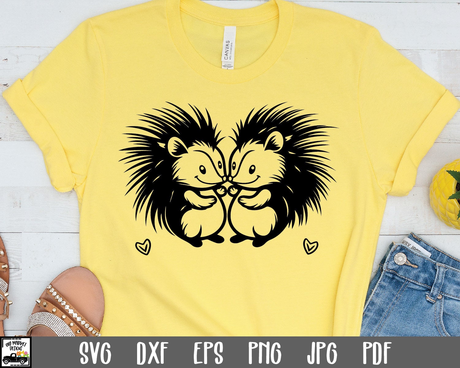 Porcupine Buddies SVG file - Porcupine SVG File - Porcupine Clip Art - Cute Porcupine Friends - Valentine Animal Buddies SVG