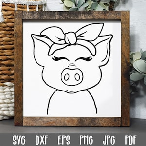 Pig with Bandana SVG file - Pig SVG File - Pig Clip Art - Cute Pig Printable Art Print - Cutting Files - Pig Cut file - Pig Face SVG
