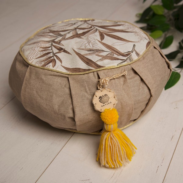 Fill-yourself ecotextile meditation pillow cover with bamboo pattern