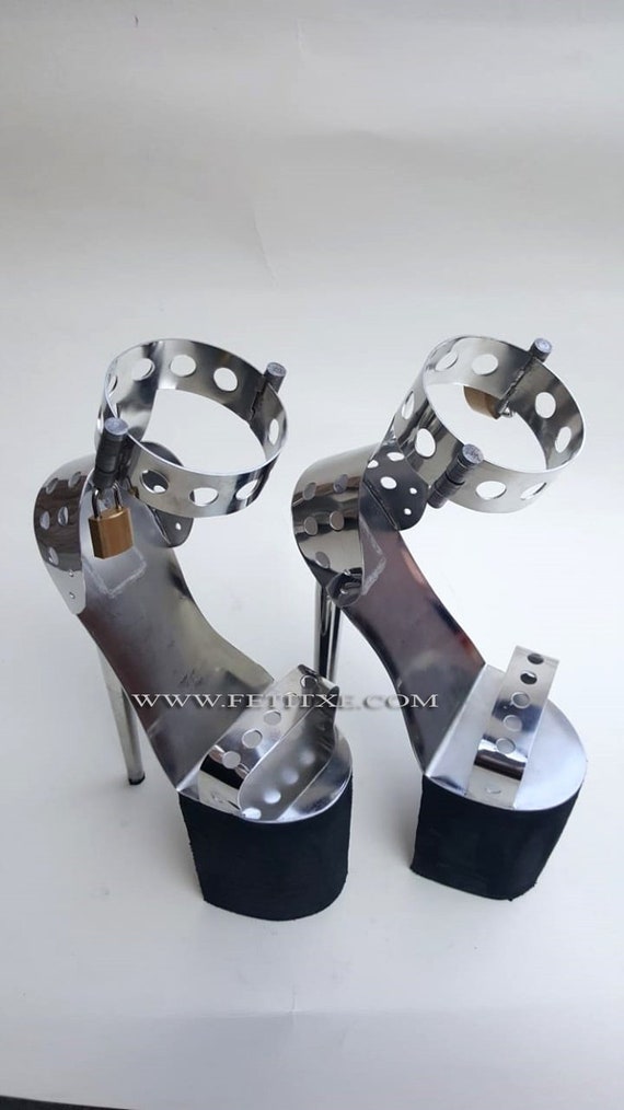 Steel Made Fetish Bondage HIGH HEEL with lockable Opening ( padlock ) on Ankle. Steel High Heels | locked | High heels, Heels, Shoes