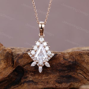 Kite shaped Moissanite Pendant necklace rose gold Marquise cut Moissanite necklace Delicate necklace Anniversary pendant