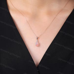 Rose Gold Plated 18x13mm Oval Pink Chalcedony Ethiopian Opal Pendant W Chain main image 1