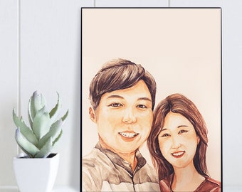 Personalized portrait, Custom portrait, Watercolor painting, Wedding, Anniversary, Engagement, Family portrait, Custom painting, Gift