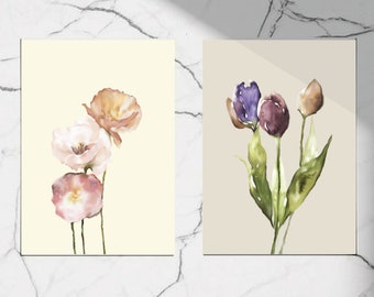 Postcard sets post card watercolor printed card greeting paper flowers illustration