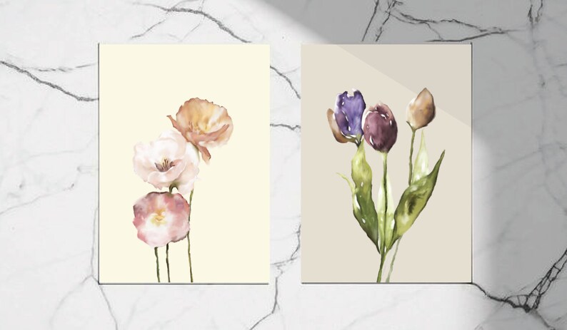 Postcard sets post card watercolor printed card greeting paper flowers illustration image 1