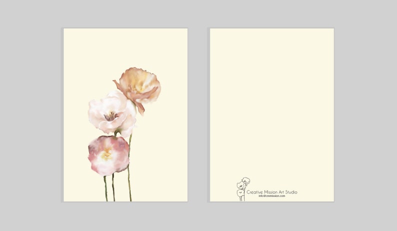 Postcard sets post card watercolor printed card greeting paper flowers illustration image 2