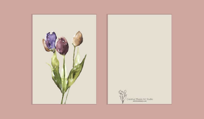 Postcard sets post card watercolor printed card greeting paper flowers illustration image 3