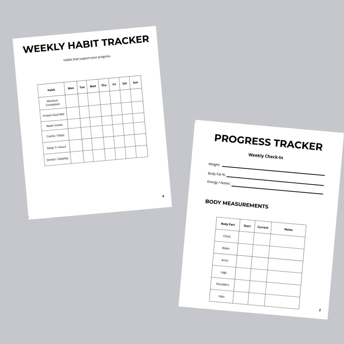 Simple Gym Progress Tracker – Printable Workout, Habit & PR Log ...