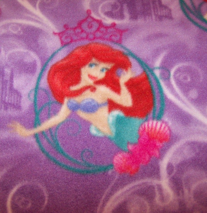 Disney MERMAID ARIEL Castles Sebastian Flounder Purple FLEECE