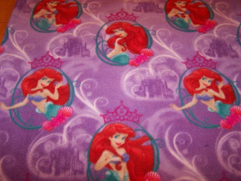 Disney MERMAID ARIEL Castles Sebastian Flounder Purple FLEECE