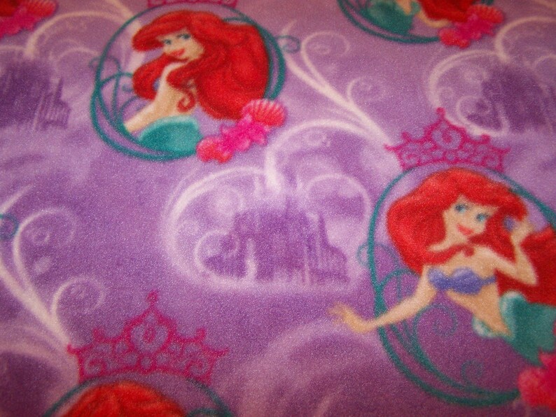 Disney MERMAID ARIEL Castles Sebastian Flounder Purple FLEECE