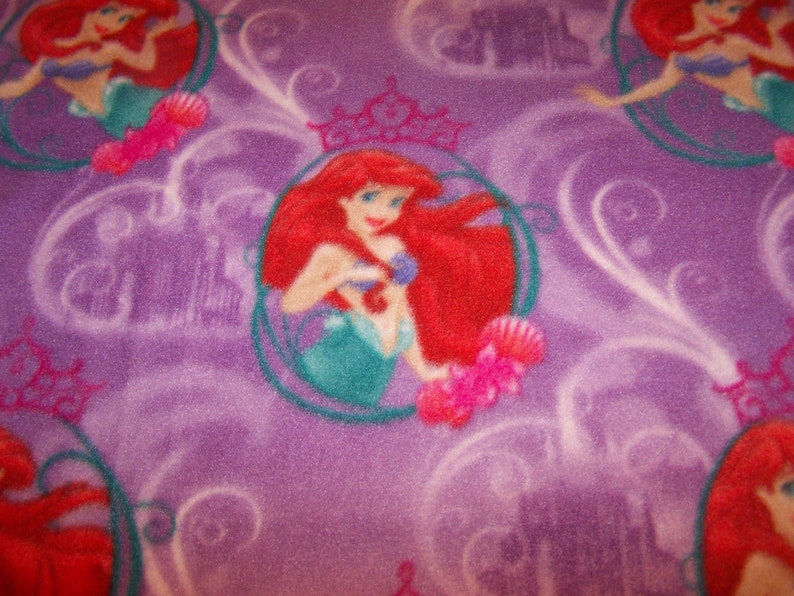 Disney MERMAID ARIEL Castles Sebastian Flounder Purple FLEECE