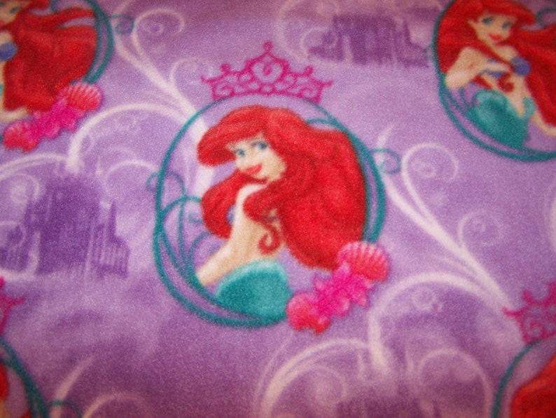 Disney MERMAID ARIEL Castles Sebastian Flounder Purple FLEECE