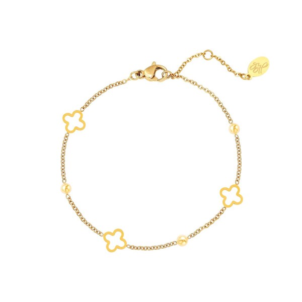 offenes Kleeblatt Armband in gold Edelstahl