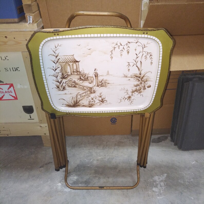 Set of Four Rare Vintage CALDAK TV Trays With Gold Oriental Etsy