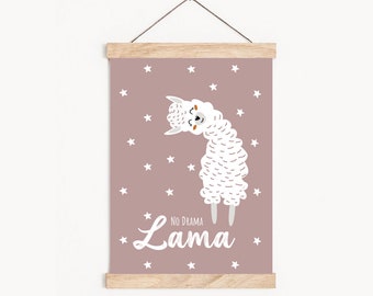 Children's room picture "No Drama Lama" pink