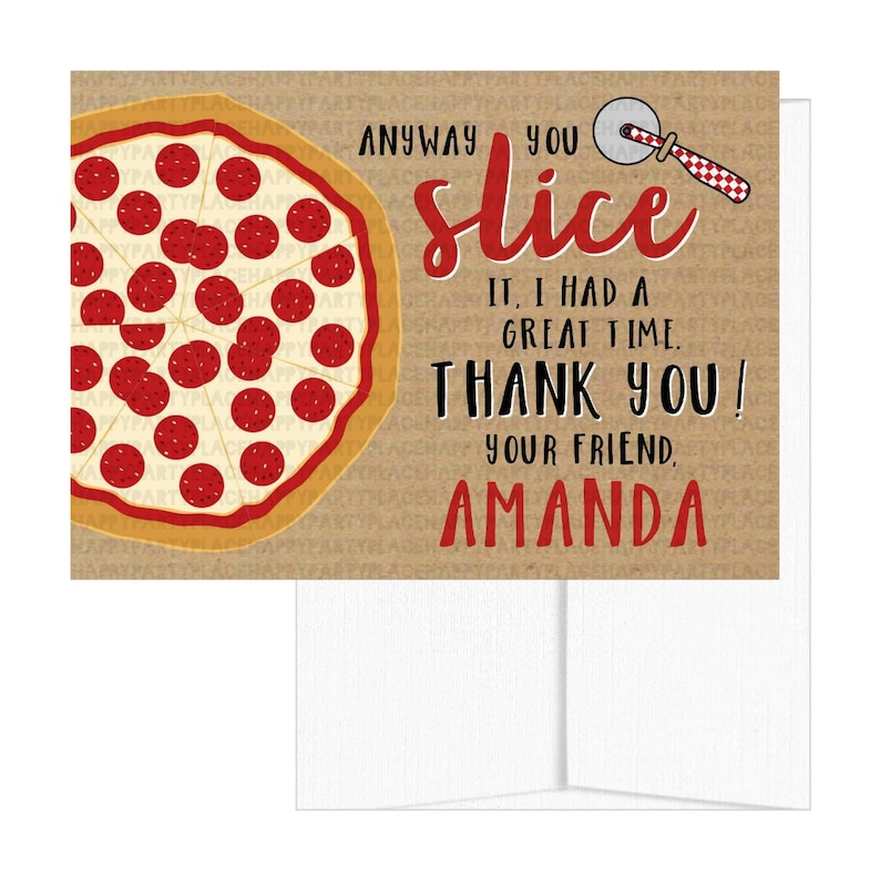 Pizza Thank You Cards Pizza Thank You Card Pizza Birthday | Etsy