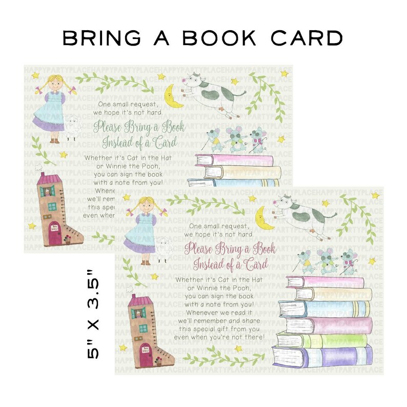 Instant Download Nursery Rhyme Bring A Book Baby Shower Card Insert Nursery Rhyme Baby Shower Baby Shower Book Card Mother Goose Shower
