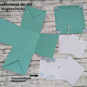 DIY, Explosionsbox mit Taschen, 7x7cm, Handgemacht, Geschenkidee Bild 2