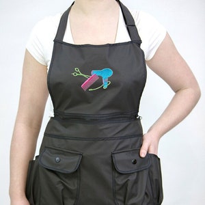 Salon Apron Zipper Detachable with Custom Name Logo Embroidery Barber Salon Stylist Nail Art Grooming Smock Uniform