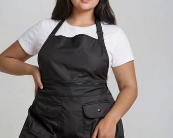 Salon Apron Zipper Detachable with Custom Name Logo Embroidery Barber Salon Stylist Nail Art Grooming Smock Uniform