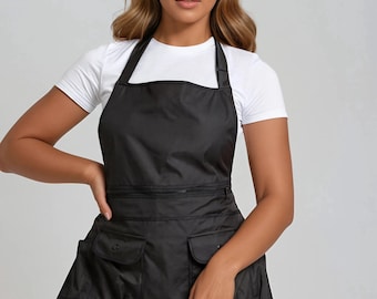 Vinyl Salon Apron: Detachable Zipper, Custom Name Embroidery