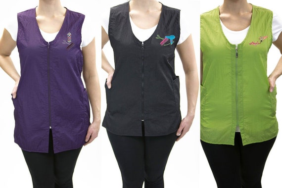 Zipper Vest With Custom Name Logo Embroidery Barber Salon Zipper Vest With Custom Name Logo Embroidery Barber Salon