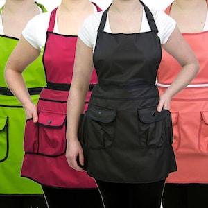 Salon Apron Zipper Detachable with Custom Name Logo Embroidery Barber Salon Stylist Nail Art Grooming Smock Uniform