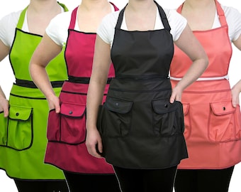 Salon Apron Zipper Detachable with Custom Name Logo Embroidery Barber Salon Stylist Nail Art Grooming Smock Uniform