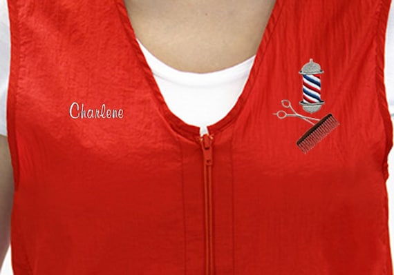 Zipper Vest With Custom Name Logo Embroidery Barber Salon Zipper Vest With Custom Name Logo Embroidery Barber Salon