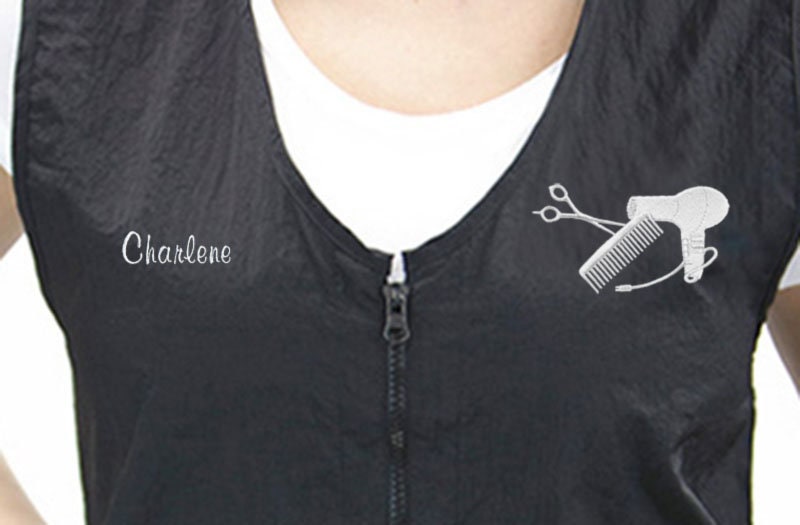 Zipper Vest With Custom Name Logo Embroidery Barber Salon