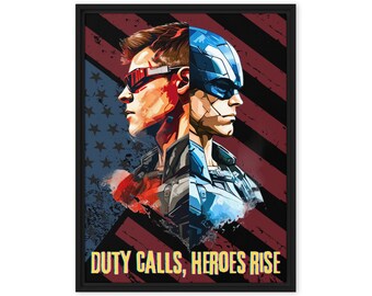 Veteran's Day Framed Poster "Duty Call, Heroes Rise" Perfect Gift for Veteran's Day, Miltary Gifts, Wall Decor Military Gifts