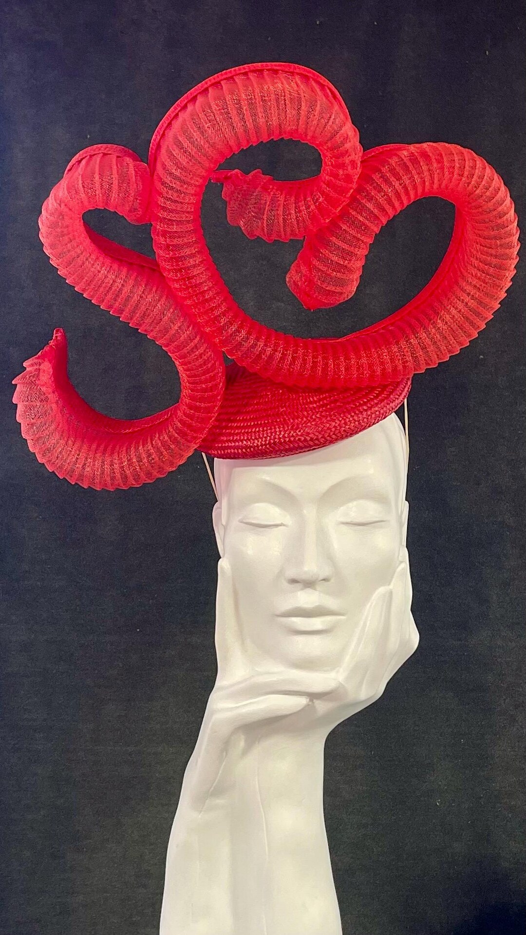 Red Pleated Crinoline Fascinator. Handmade. Fun Statement Piece for ...