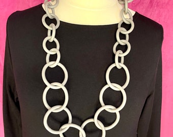 Interlocking Rubber Ring Necklace, Large Statement Necklace