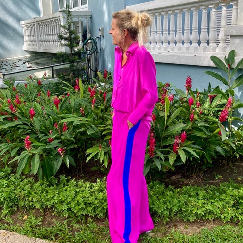 Beautiful Satin Silk Side Stripe Co-ord 
