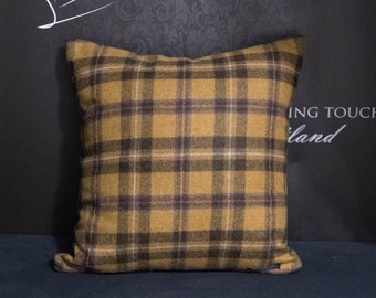 1 Checked tartan gold black and purple cushion cover