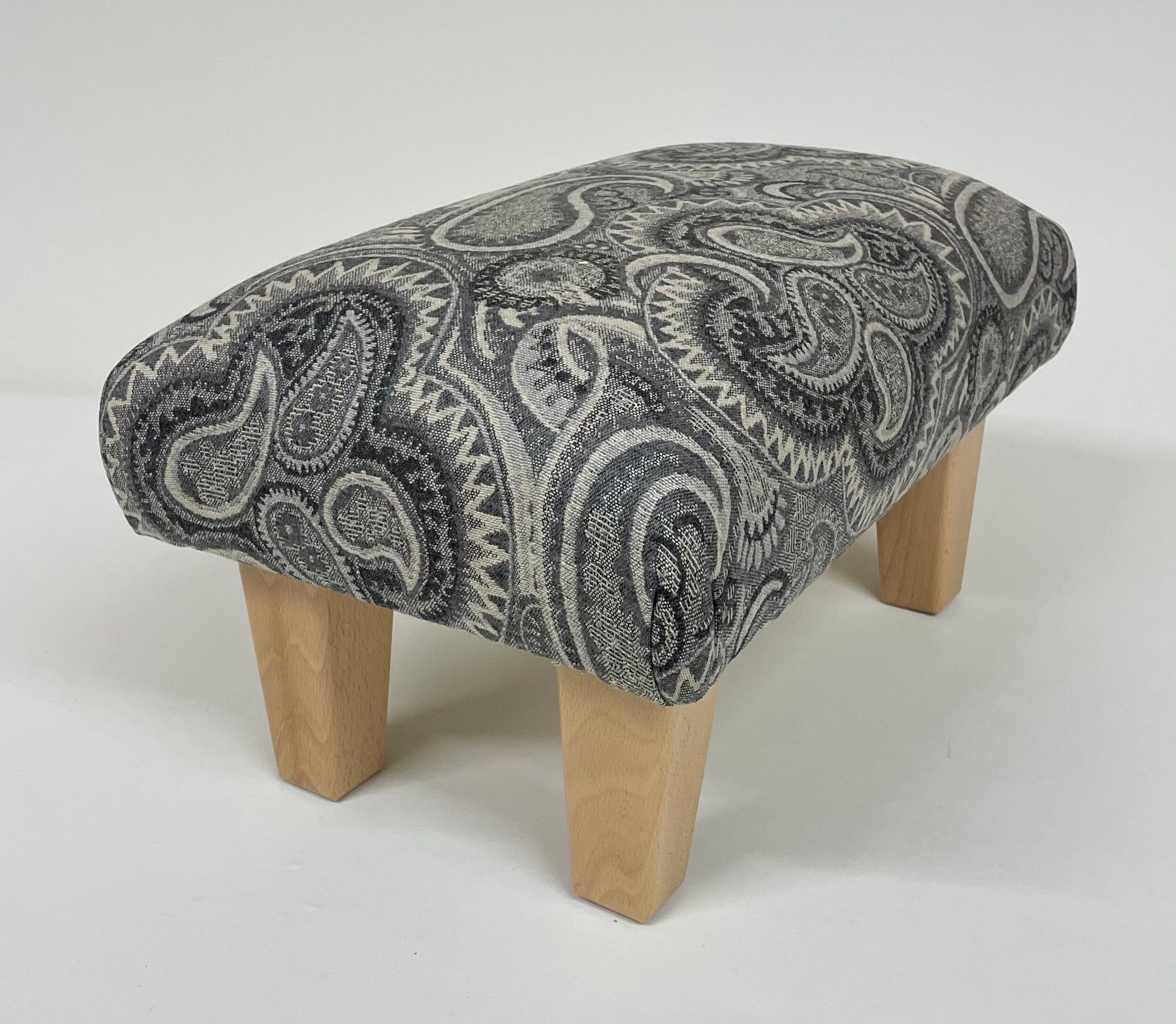 Medium Footstool upholstered. Handmade footstool in grey and Etsy