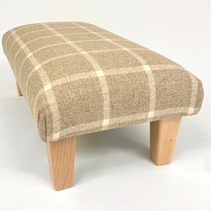 Large handmade footstool beautifully upholstered in wool check tartan UK BC01