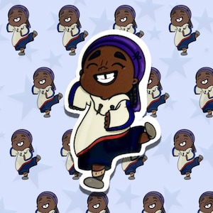 Pegatina de chica negra Izzy / Chica con pegatina Durag / Pegatina de signo de paz / Pegatina para niños / Pegatinas del planificador