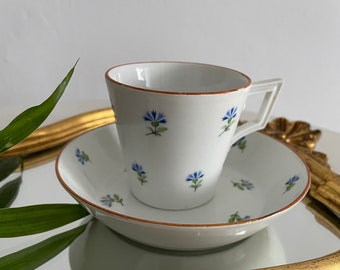 Meissen Marcolini Period Tea Cup & Saucer Blue Flowers 1774-1814