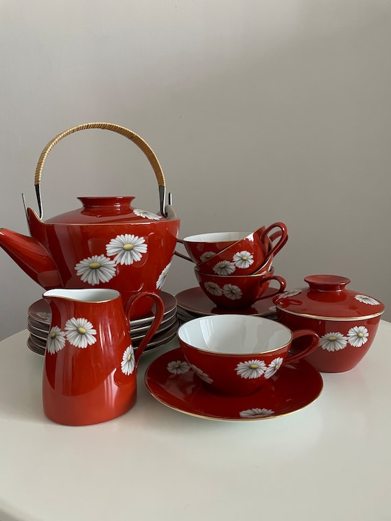 アンティーク ノリタケ Tea&Coffee Set Antique 1920s Noritake Nippon Toki Kaisha Red Daisy