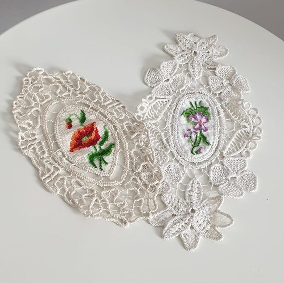Vintage Hand Crocheted Lace Doilies Set Amazon.com: MINDPLUS Set of 24 Hand Crochet Doilies Cotton  main image 3