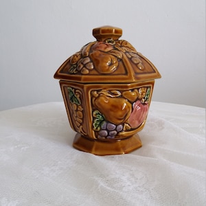 Vintage japanese ceramic biscuit jar with lid | japanese jar | lidded jar